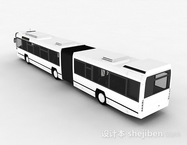白色巴士车3d模型下载