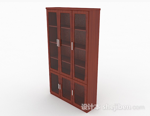 现代风格红棕色书柜3d模型下载