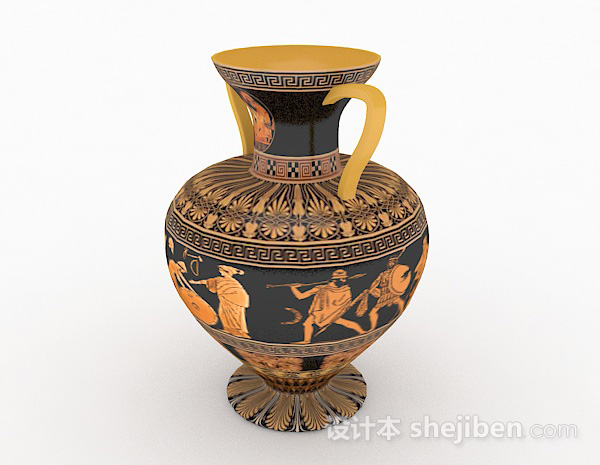 欧式风格欧式陶瓷大肚花瓶3d模型下载