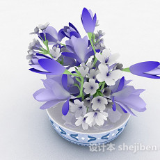 紫色花卉家具摆设品3d模型下载