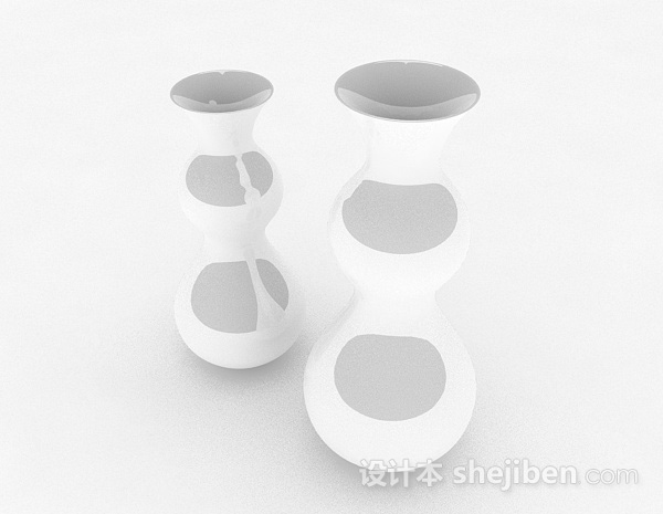现代风格白色葫芦状陶瓷酒具3d模型下载