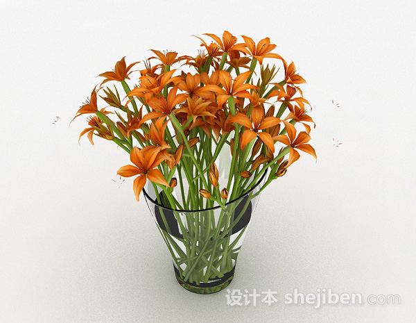橙色花卉家具摆设品3d模型下载