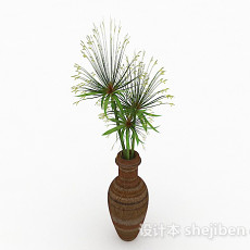 绿色花卉植物室内插花摆设3d模型下载