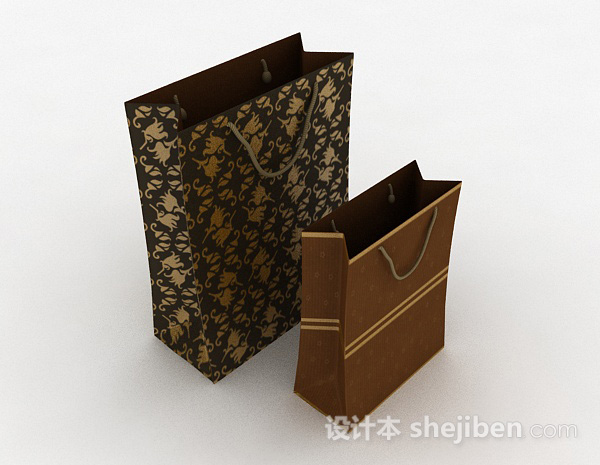 棕色纸袋3d模型下载