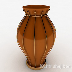 棕色大肚陶瓷花瓶3d模型下载