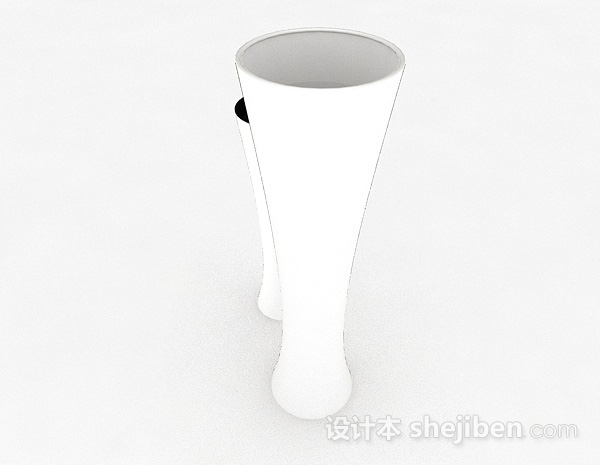 免费白色广口状陶瓷花瓶3d模型下载