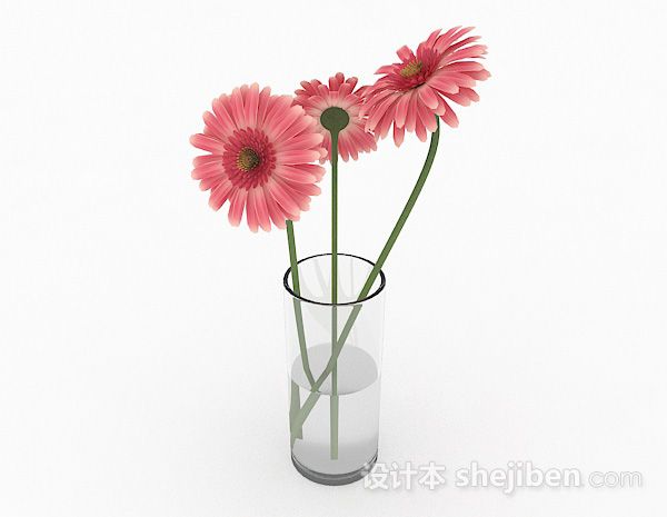 免费粉色花朵家居花卉摆设3d模型下载