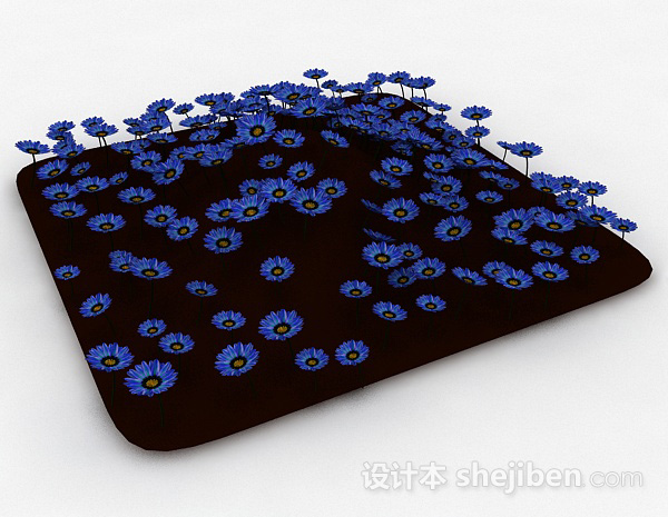 现代风格海蓝色花卉植物3d模型下载