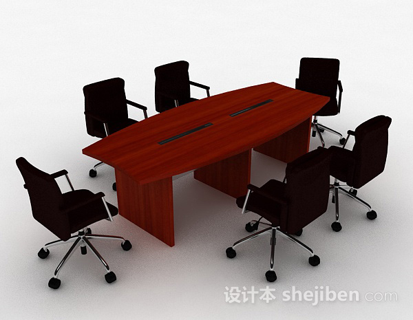 棕色办公桌椅组合