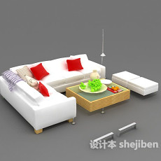 现代白色家居组合沙发3d模型下载