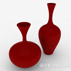 红色陶瓷广口大肚瓶3d模型下载