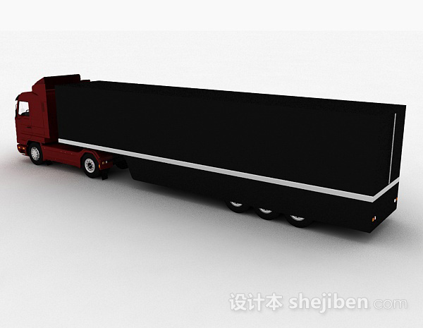 免费红黑色大卡车3d模型下载