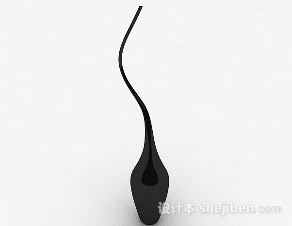 设计本黑色陶瓷造型细口花瓶3d模型下载