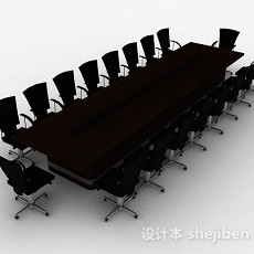 木质会议桌椅组合3d模型下载