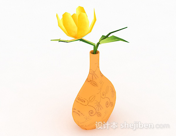 设计本黄色花朵家居摆件品3d模型下载