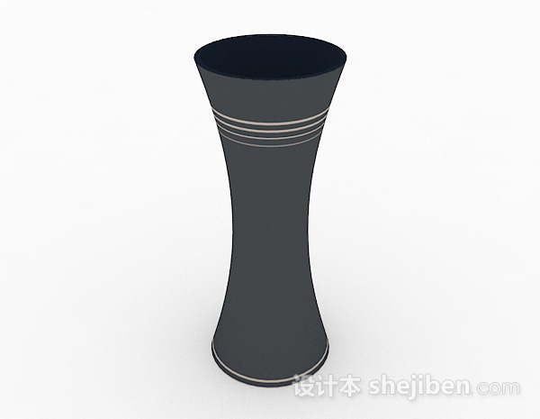 现代风格黑色广口花瓶3d模型下载