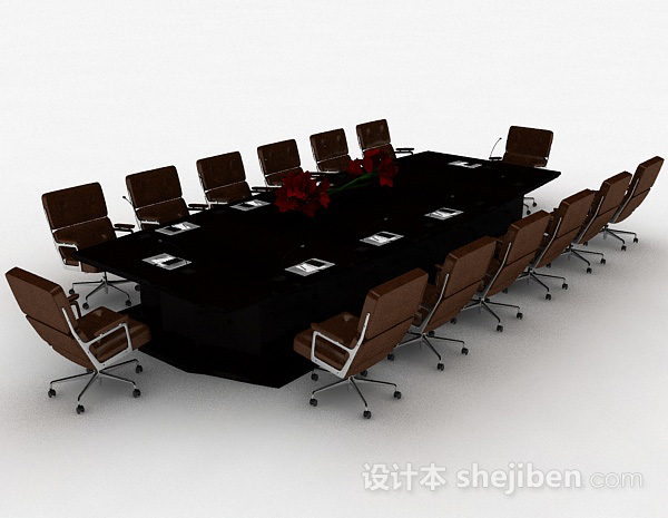 现代风格长方形大型会议桌椅组合