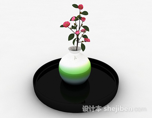 现代风格彩虹色椭圆形陶瓷花瓶3d模型下载