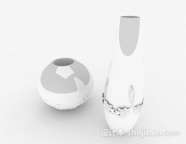 白色瓷器花瓶3d模型下载