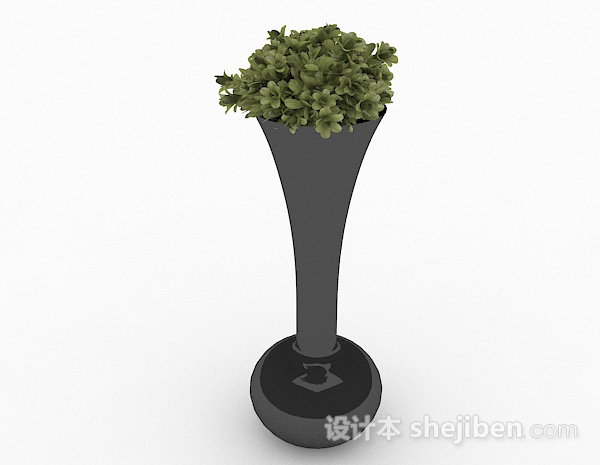 设计本黑色喇叭状长颈花瓶3d模型下载