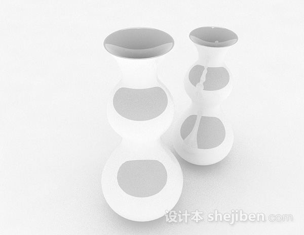 设计本白色葫芦状陶瓷酒具3d模型下载
