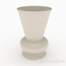 白色陶瓷广口花瓶3d模型下载