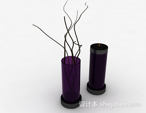 设计本紫色玻璃家居摆件3d模型下载