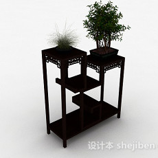 中式风组合木质花架3d模型下载