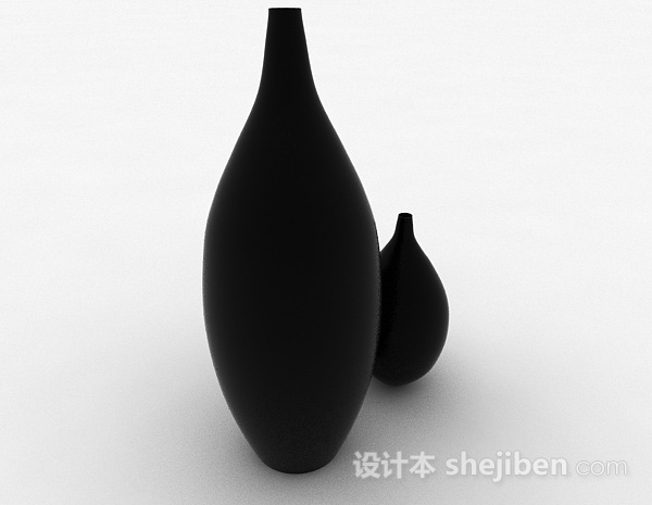 现代风格现代风格黑色大肚瓷器瓶3d模型下载