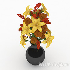 黄色花朵家居花卉摆设3d模型下载