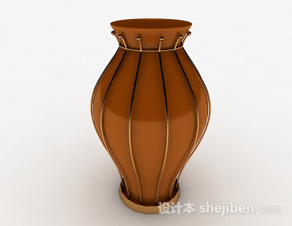 现代风格棕色大肚陶瓷花瓶3d模型下载
