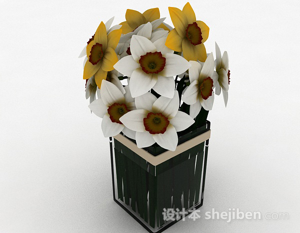 现代风格白色花朵室内家居摆设品3d模型下载
