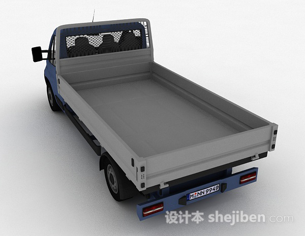 设计本蓝色拉货车3d模型下载