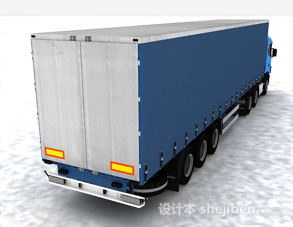 设计本蓝色大货车3d模型下载