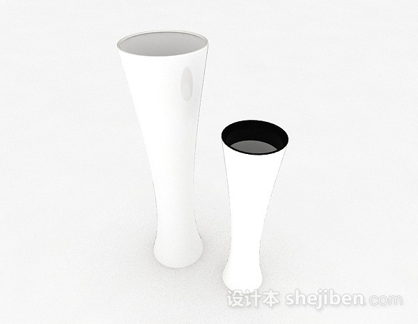 白色广口状陶瓷花瓶