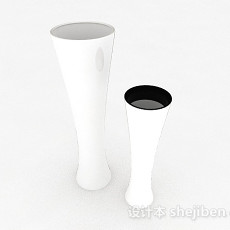 白色广口状陶瓷花瓶3d模型下载