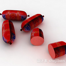 红色包装火腿肠3d模型下载