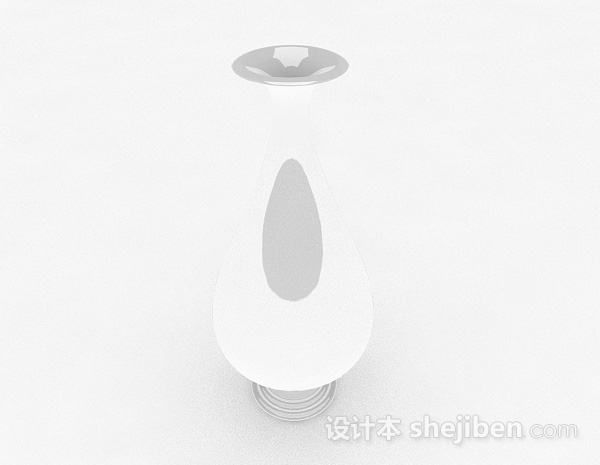 免费白色喇叭口陶瓷花瓶3d模型下载