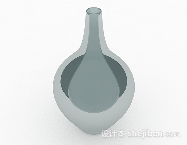 设计本灰色大肚陶瓷摆件3d模型下载