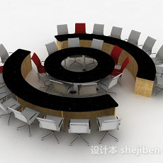 灰色会议桌椅3d模型下载