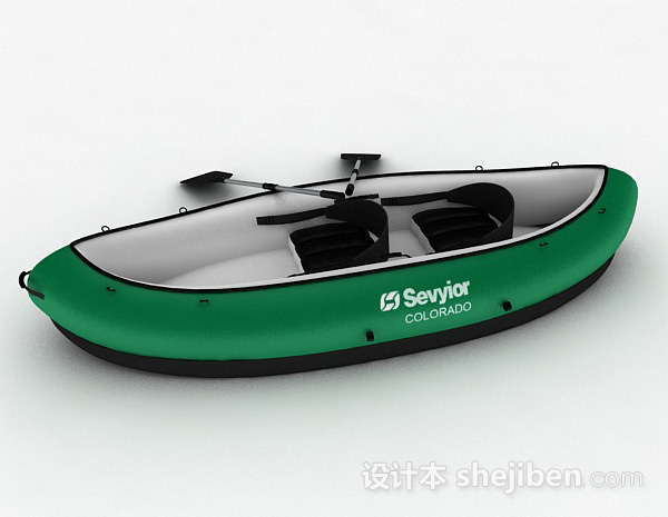 免费绿色皮艇3d模型下载