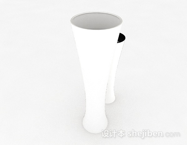 现代风格白色广口状陶瓷花瓶3d模型下载