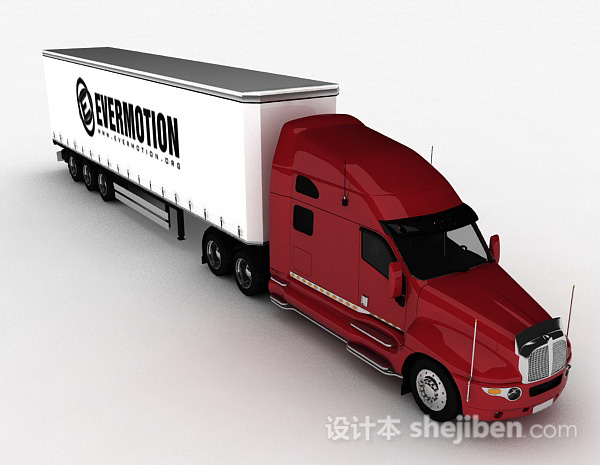 红色货车3d模型下载