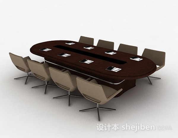免费办公会议桌椅组合3d模型下载