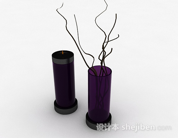 现代风格紫色玻璃家居摆件3d模型下载
