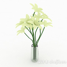 白色花卉室内插花摆设品3d模型下载