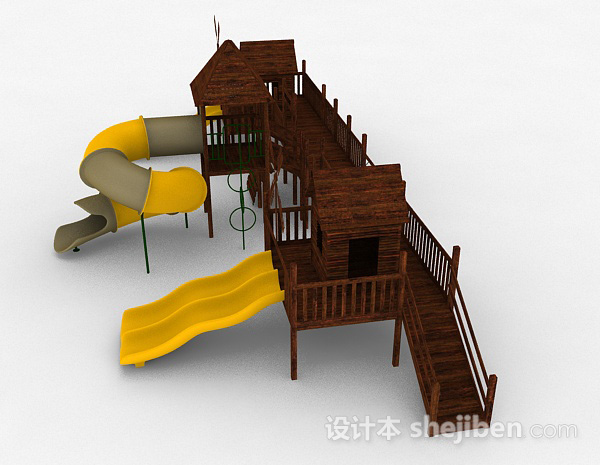 设计本黄色室外公园滑滑梯3d模型下载