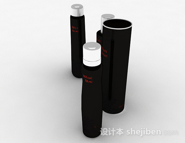 免费黑色瓶装护肤品3d模型下载