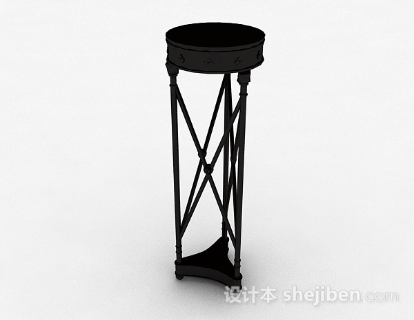 欧式风格欧式圆形黑色花架3d模型下载