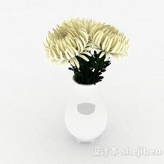 白色菊花室内家居摆设品3d模型下载